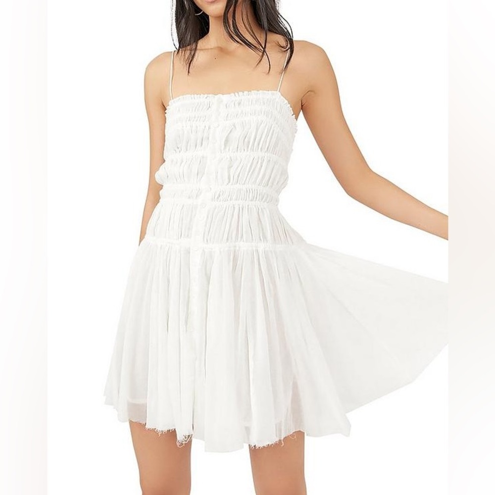 Free People - 1 One Lausanne Slip FP small white dreamy mini sun dress worn once